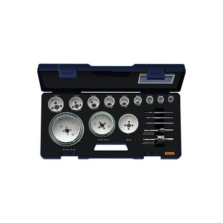 Garant 19 to 121 mm Hole saw set with Mounting Shafts and Center Drills, 23 Pc 589710 19-121